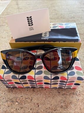 Orla Kiely Sunglasses Women’s Black  polarized brown lenses new in box multistem